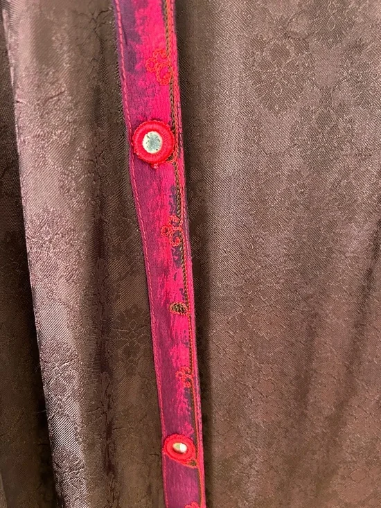 Tienda Ho Kimono Magenta/Burgundy India Print Boho Festival Open Front Duster - Picture 5 of 16